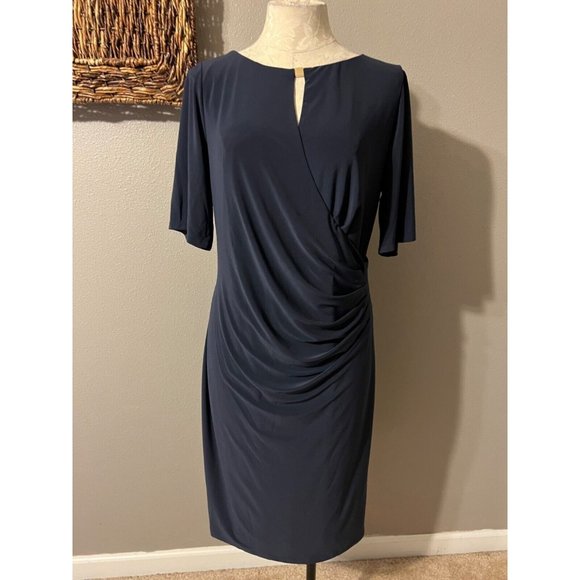 Anne Klein Dress 16 MaryEllen Navy Blue Short Sleeve Career Church NWT NEW - Picture 7 of 13